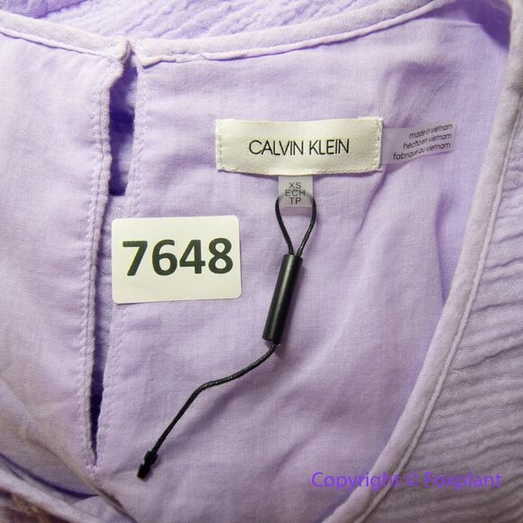 New! Calvin Klein Women's Gauze‎ Tiered Maxi Dress Purple, size XS - Picture 13 of 15